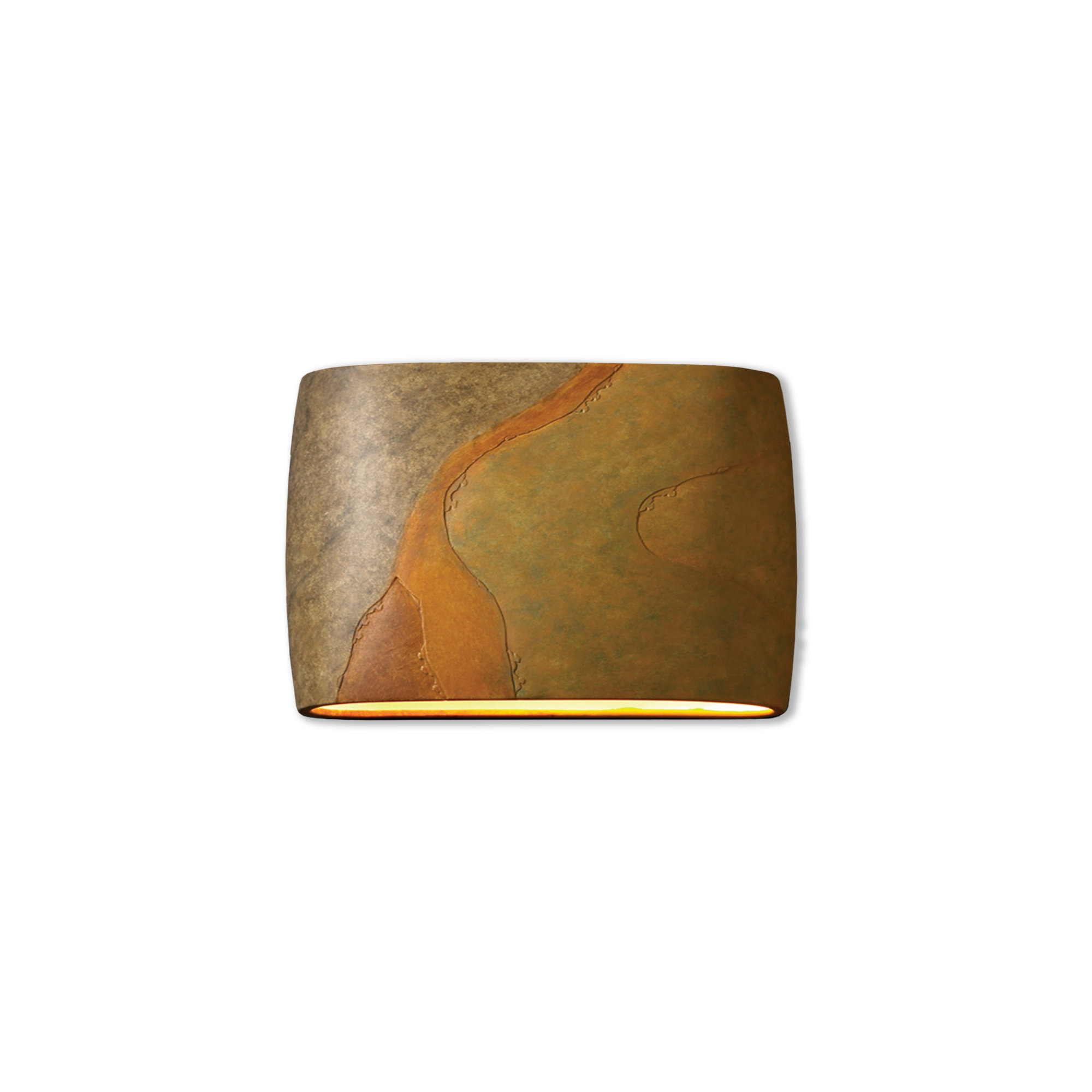 Logan Outdoor Ceramic Wall Light, 9.75" H x 16" W x 4" D, Harvest Yellow Slate, Incandescent