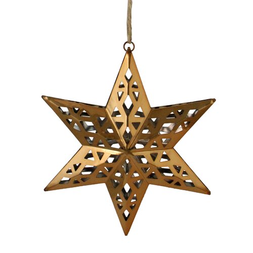 Northlight 6 Shiny Gold Geometric Cut 6-Point Star Christmas Ornament ...