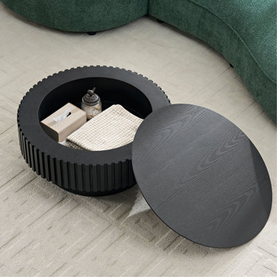 Table basse ronde en MDF avec rangement