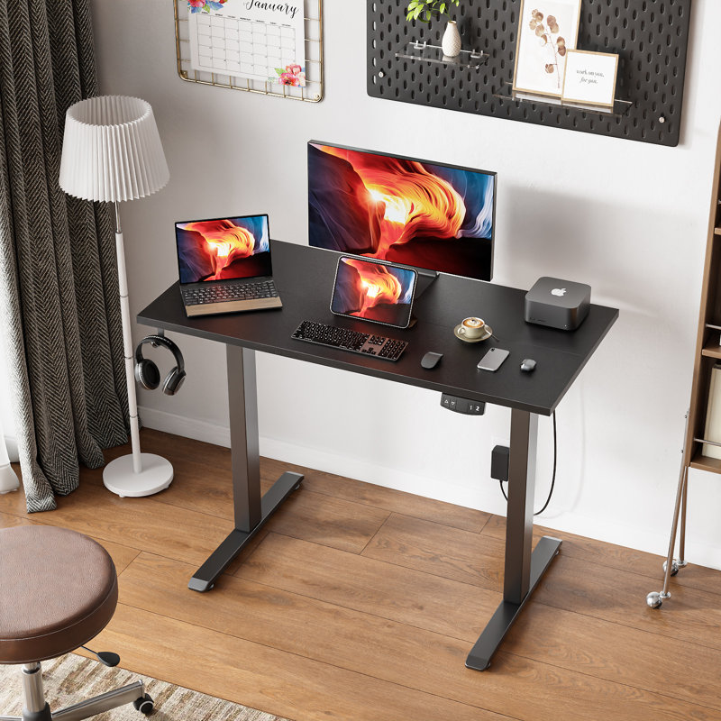 Bureaux debout et réglables en hauteur, Noir / Noir, H 47,2 po x l 39,4 po x P 18,9 po
