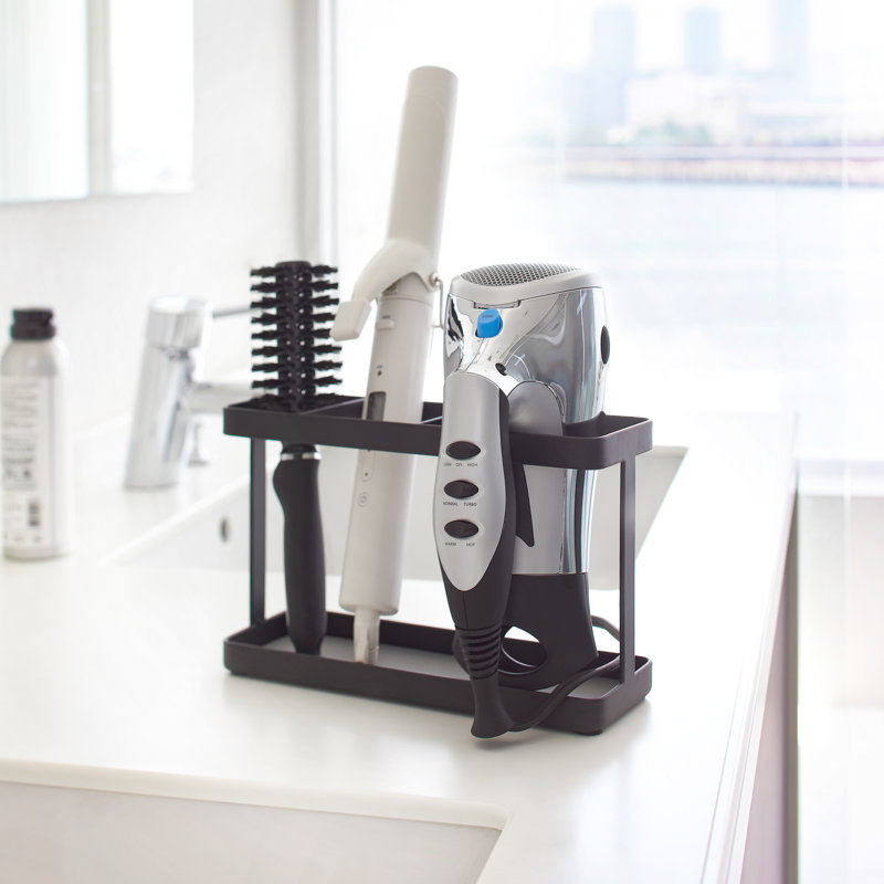 Black Steel Haircare Appliance Organizer with Hooks