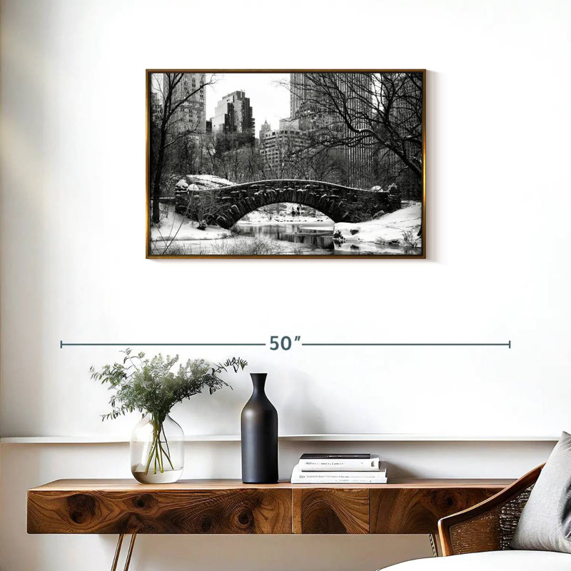 Central Park BW, Cadre flottant doré, 31 po x 21 po