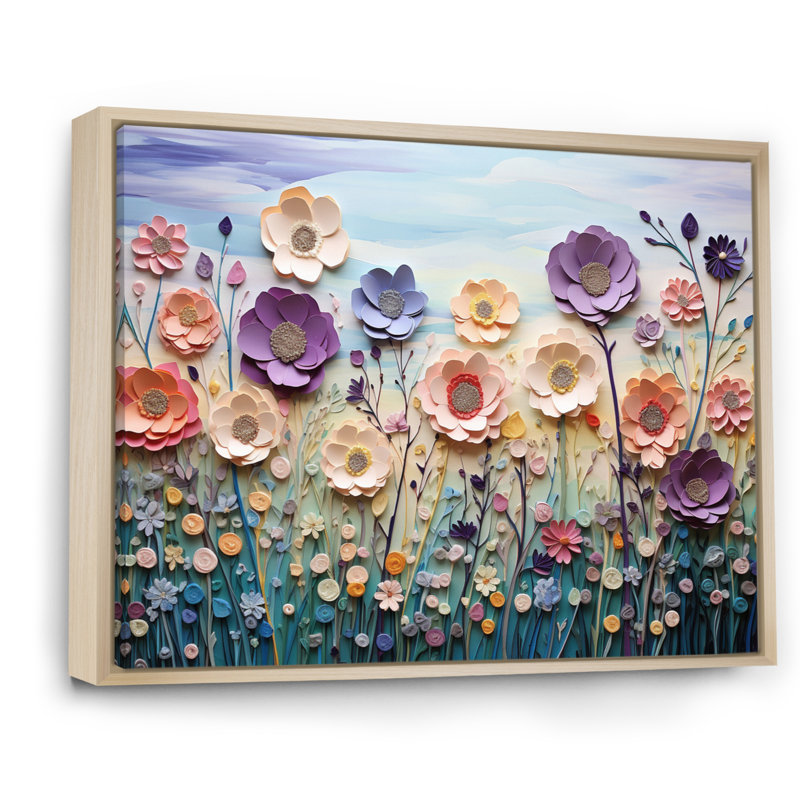 Meadow Melody II - Modern Canvas Wall Art, H 34 po x l 44 po, Cadre naturel flottant