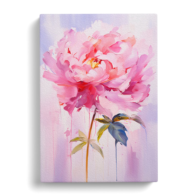 Peony Flower Gestural No.2 - Wrapped Canvas Print, 60cm H x 40cm W x 3cm D