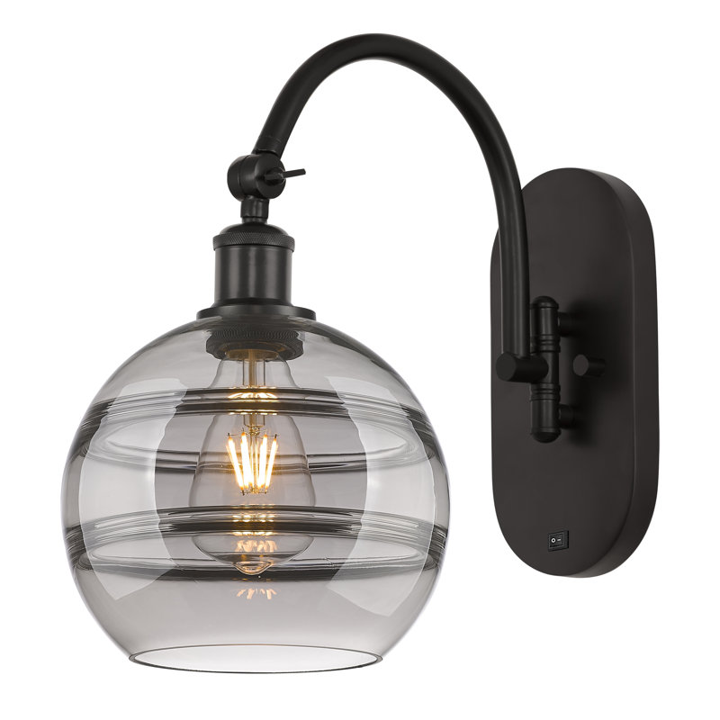Chartoff Steel Armed Sconce, Oil Rubbed Bronze, Light Smoke