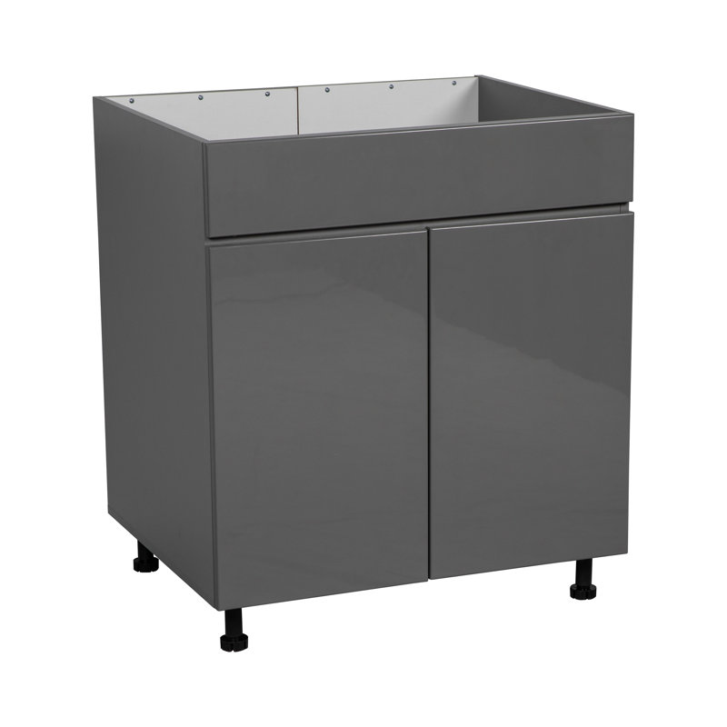 Armoires de base 30 po - Double porte haute - Gris, Gris lustré, H 34,5 po x l 36 po