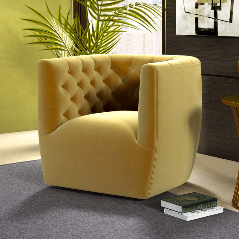 Chaise pivotante en velours Delaney, Doré
