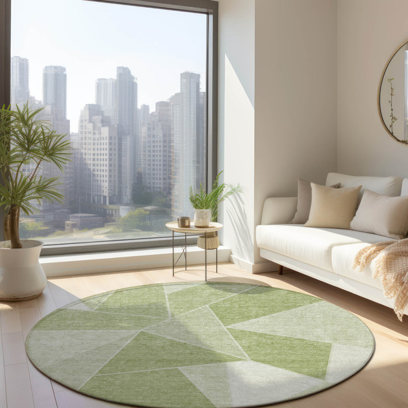 Geometric Indoor / Outdoor Rug, Round 8'