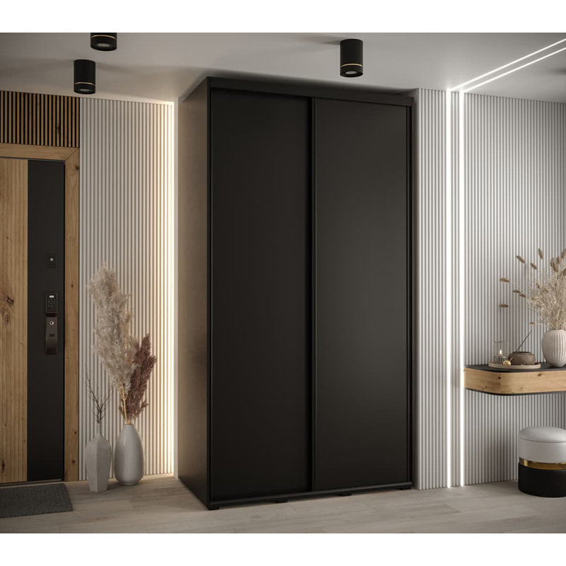 Auniya 2 Door Manufactured Wood Wardrobe, Black