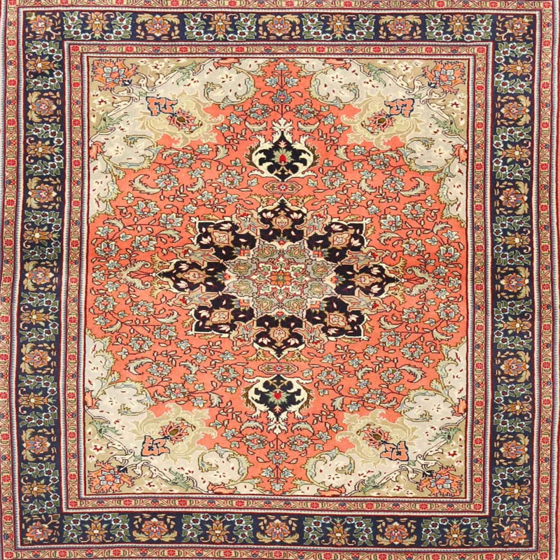 Tapis orange/jaune traditionnel Rinelle, Carré 5 pi