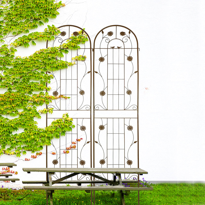 Treillis de jardin en métal antirouille pour plantes grimpantes, H 86,7 po x l 40 po x P 0,2 po, Brun