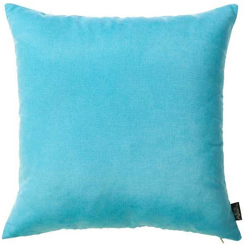 Set of 2 Blue Brushed Polyester Decorative Throw Pillow Covers