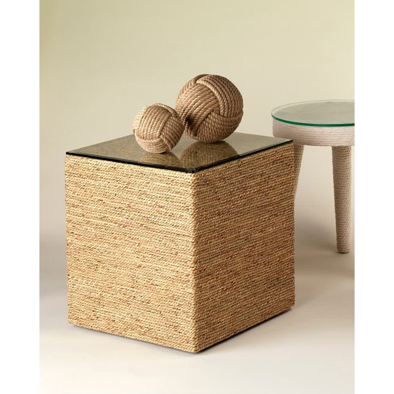 Captain Square Brown Glass Coastal Side Table