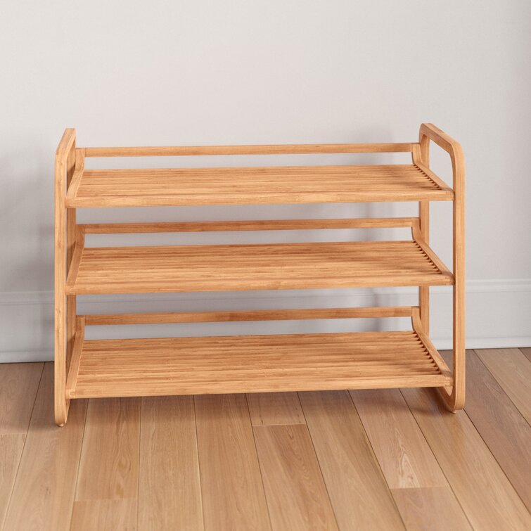 12 Pair Stackable Solid Wood Shoe Rack