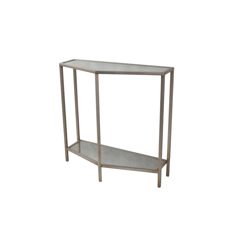 Console 12 po en métal et verre, argent antique