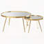 Ensemble de table basse et de table de bout dorées 4 pièces
