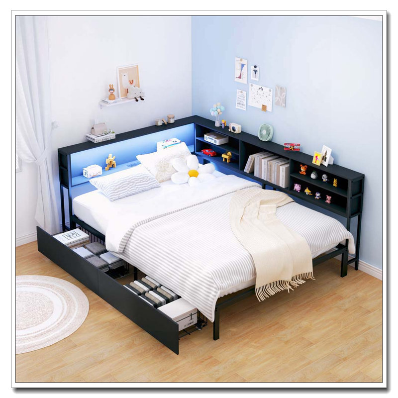 Lit de jour double en coin, Noir