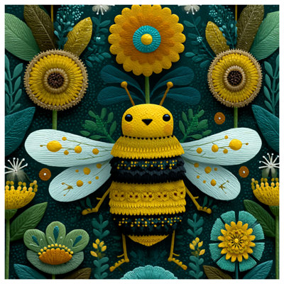 Yellow Bee With Flowers Bedding Insect Bedspread Nature