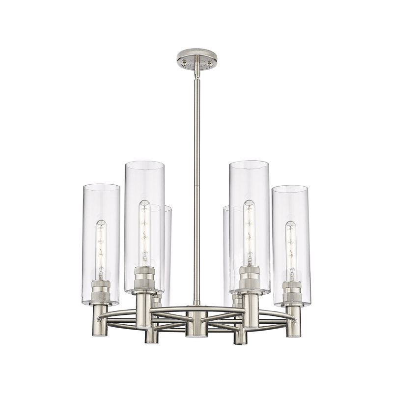 Lustre suspendu 6 lumières Crown Point, Clair, Nickel satiné