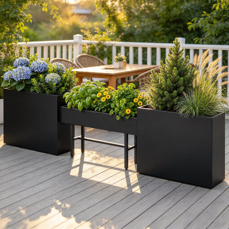 Jardinière surélevée en métal, séparateur de jardin pour terrasse extérieure