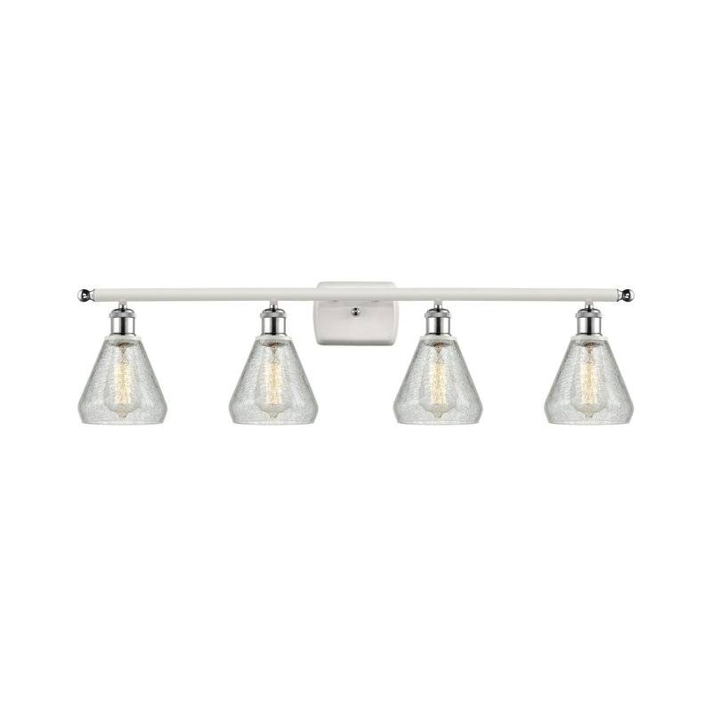 Éclairage pour salle de bain à intensité variable 4 lumières Berlin, Transparence craquelée, Ampoule DEL 6 watts Vinage