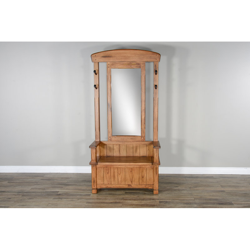 Villepinte Hall Tree 38'' Wide with Bench, Rustic Oak