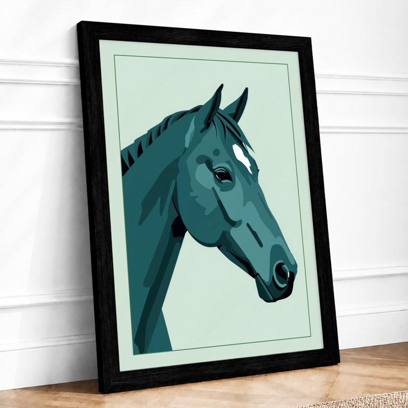Geometric Horse Modern - Framed Print, Black, A3 - 42.0 x 29.7 cm
