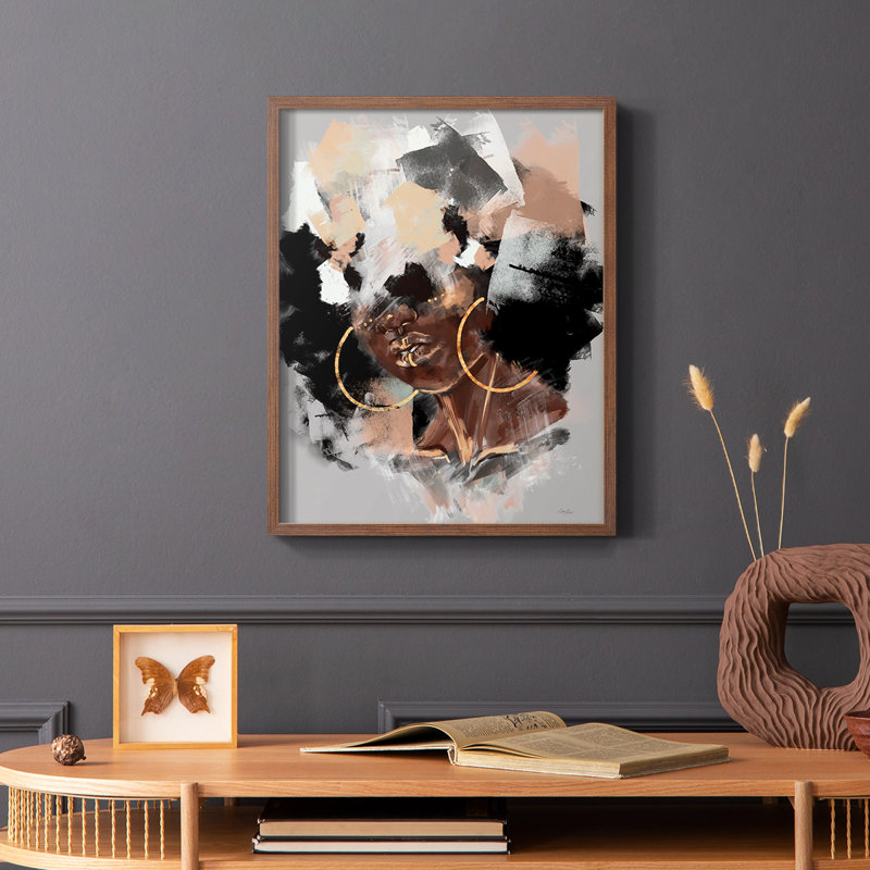 Reproduction encadrée Afro Pop - bois massif, H 28 po x l 22 po, Brun