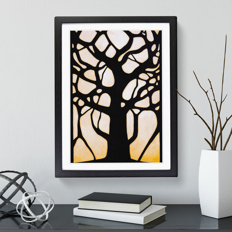 Silhouette Of A Tree No.2 - Single Picture Frame Print, 64cm H x 46cm W x 2cm D, Black Framed