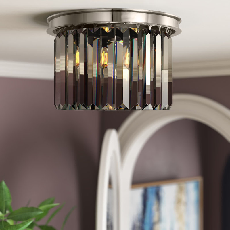Yazmin Flush Mount, Gray, Polished Nickel
