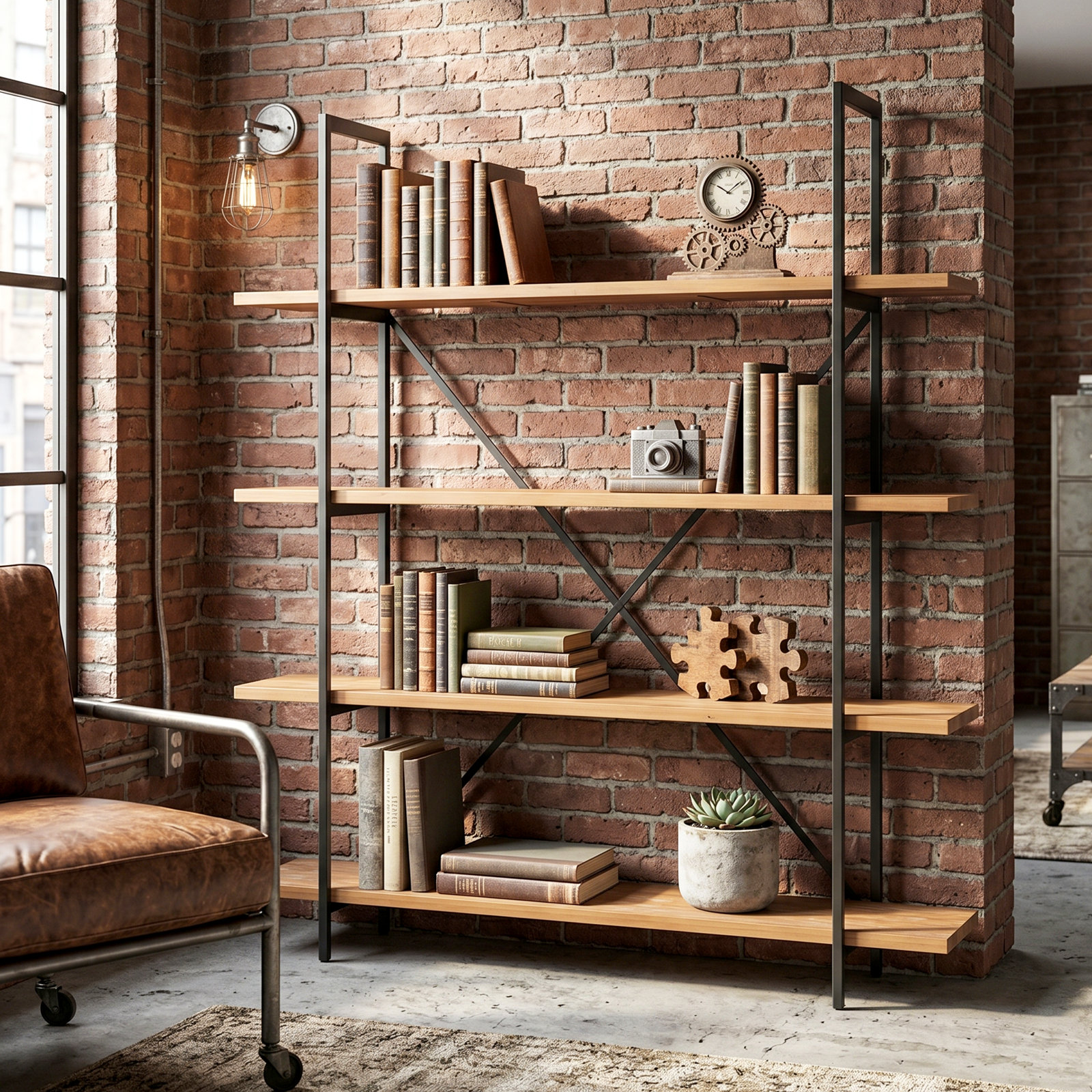 Gwyneth Wide Etagere Bookcase, 77" H x 72" W x 13.25'' D