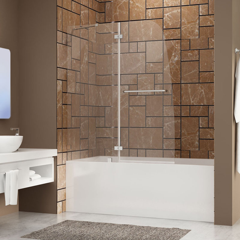 Porte de baignoire à charnière sans cadre l 48 po x H 58 po