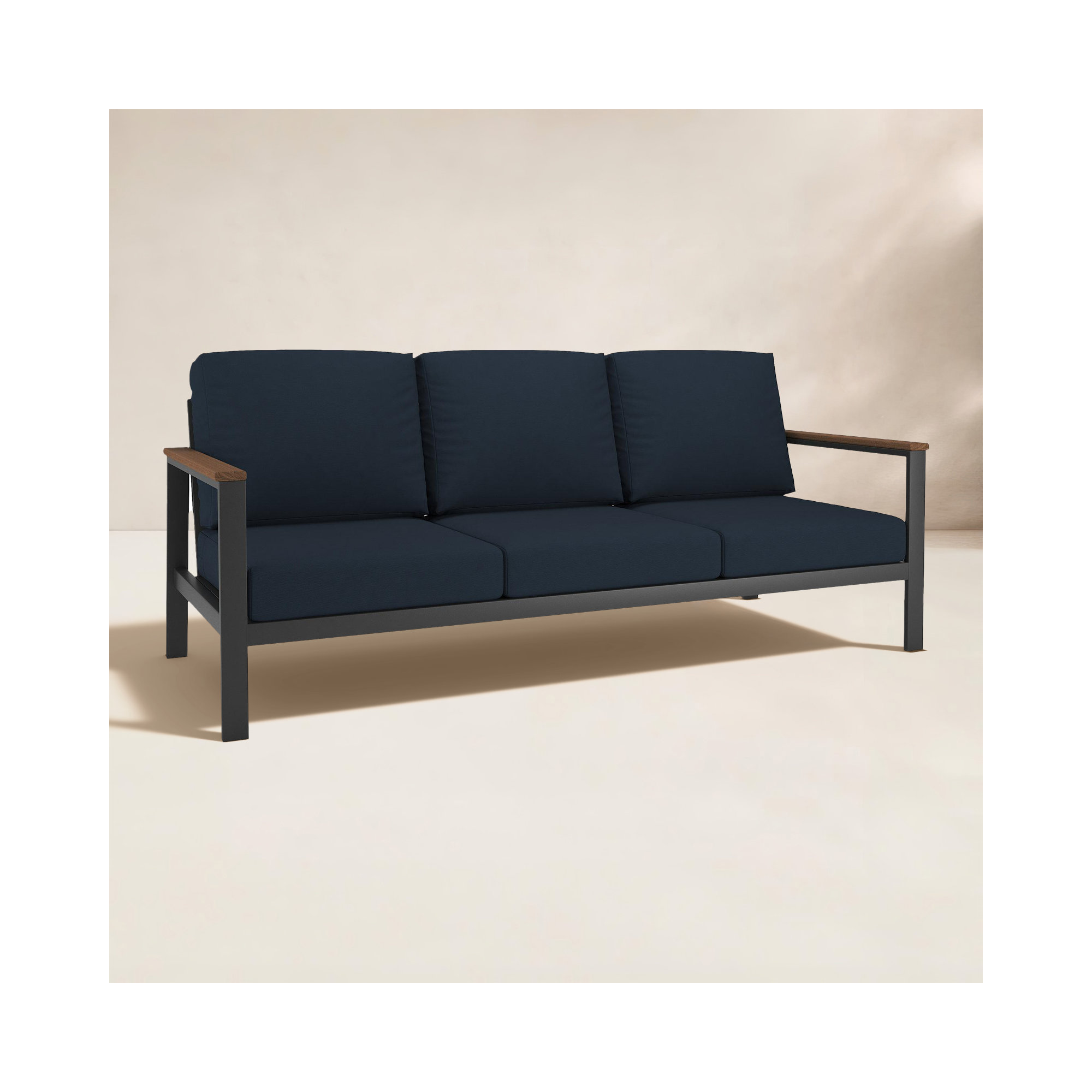 Townsend Outdoor Patio Sofa with Cushions, Canvas Navy Sunbrella® Canvas