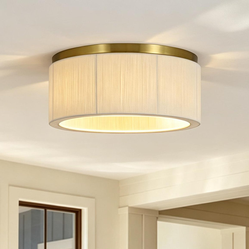 Plafonnier encastré tambour en coton à 2 lumières Hassler