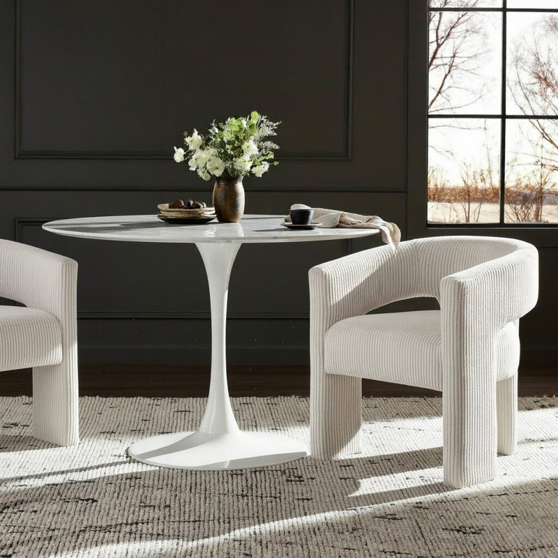 Table de salle à manger Holly Sevinc, Blanc, L 48 po x L 48 po