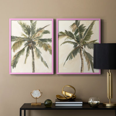 «Antique Watercolor Palm Study I», reproduction encadrée de qualité supérieure - prête à être accrochée - aucun clou requis - aucun clou requis