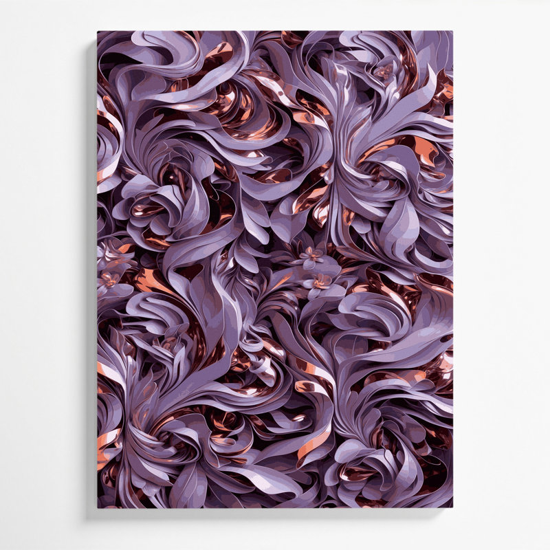 «Abstract Florals 59», art mural sur toile mauve, H 14 po x l 11 po