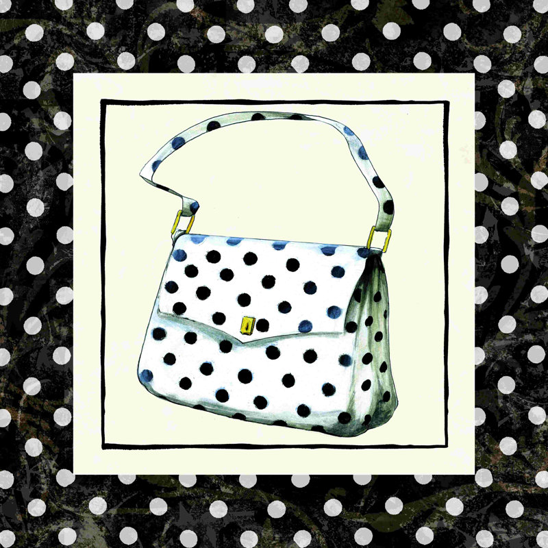 «Polka Dot Purse White 2», impression sur toile tendue, H 30 po x l 30 po