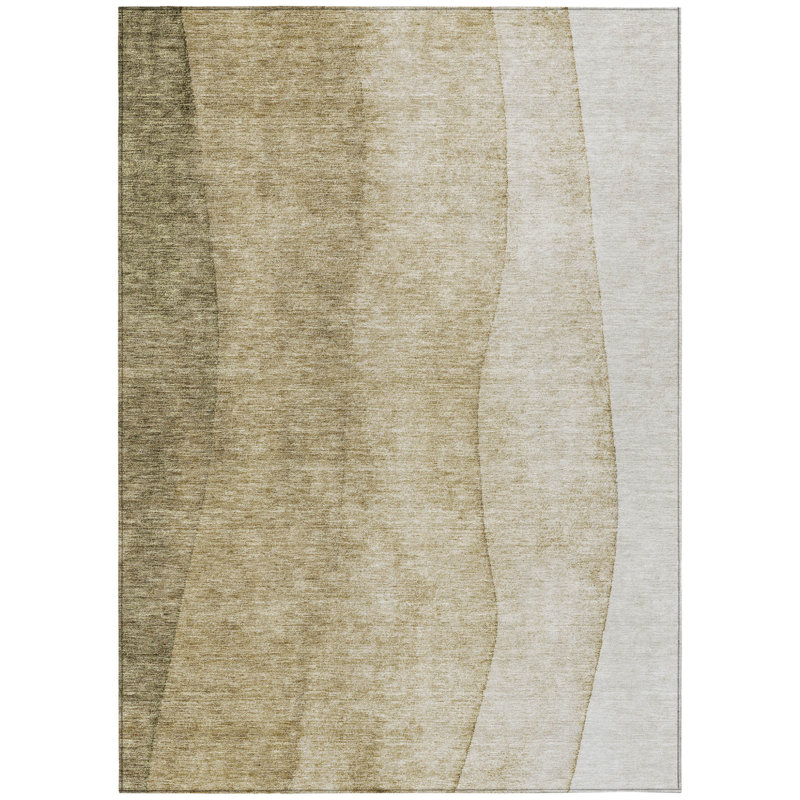 Tapis d'intérieur / extérieur taupe 8 'x 10' beige et ivoire