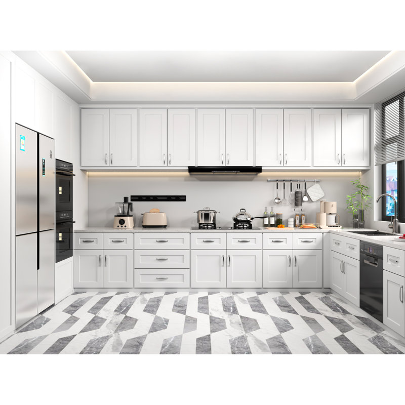 Armoire murale en bois avec tablettes réglables en caoutchouc et 2 portes pour la cuisine, la salle de bain, le bureau, la finition laquée, la double porte de rangement solide, la buanderie, couleur blanche, l 27 po x P 42 po, espace flexible