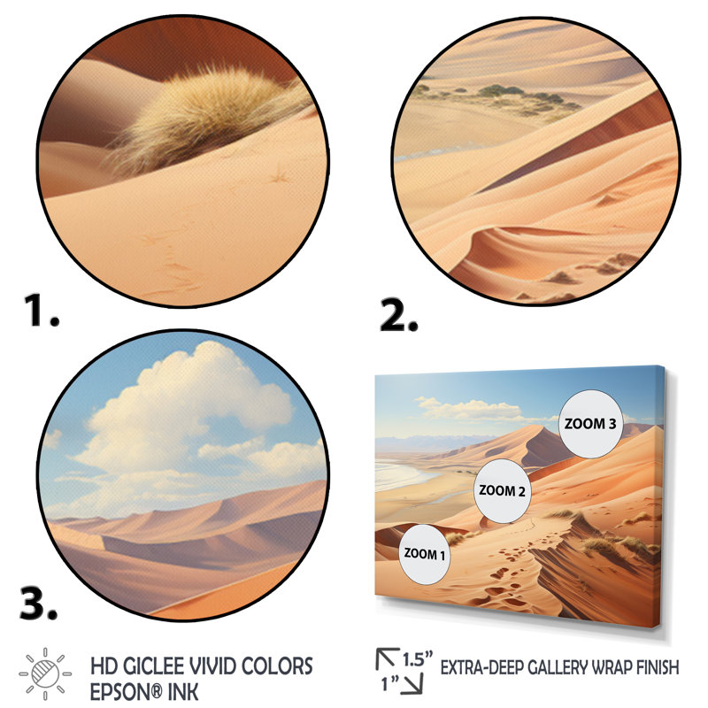 Desert White Dunes Majesty I - paysages, impressions d'art mural, H 30 po x l 40 po x P 1,5 po, Cadre flottant noir