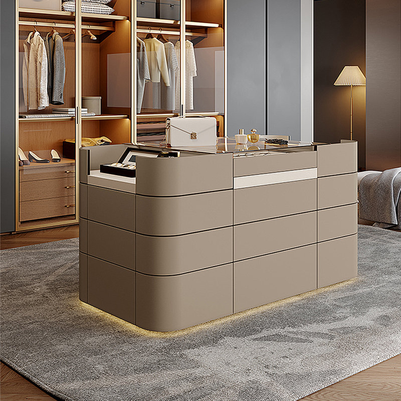Light Luxury Jewelry Storage Display Cabinet, Khaki