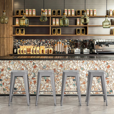 Ensemble de 4 tabourets de bar 24 pouces en métal gris