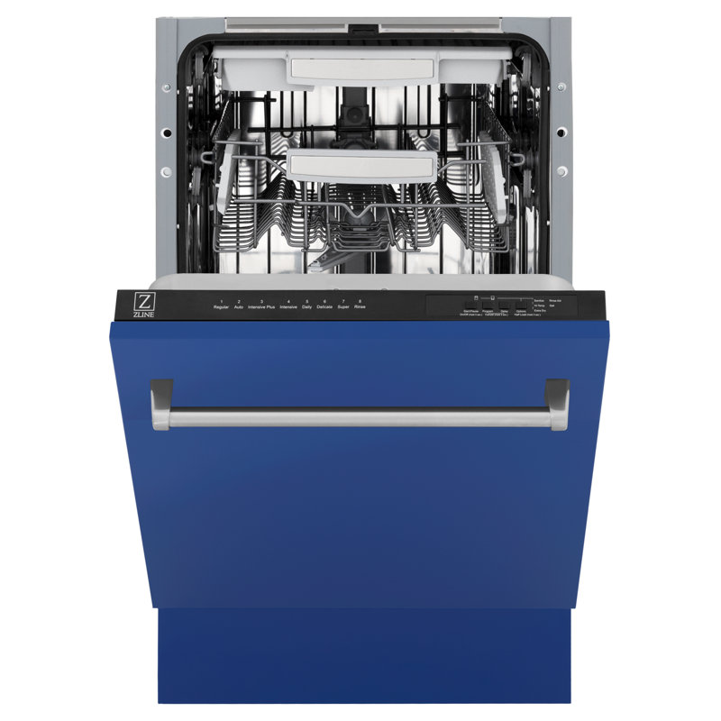 ZLINE 18" Tallac Series 3rd Rack Top Control Dishwasher with Stainless Steel Tub, 51dBa, Blue Matte