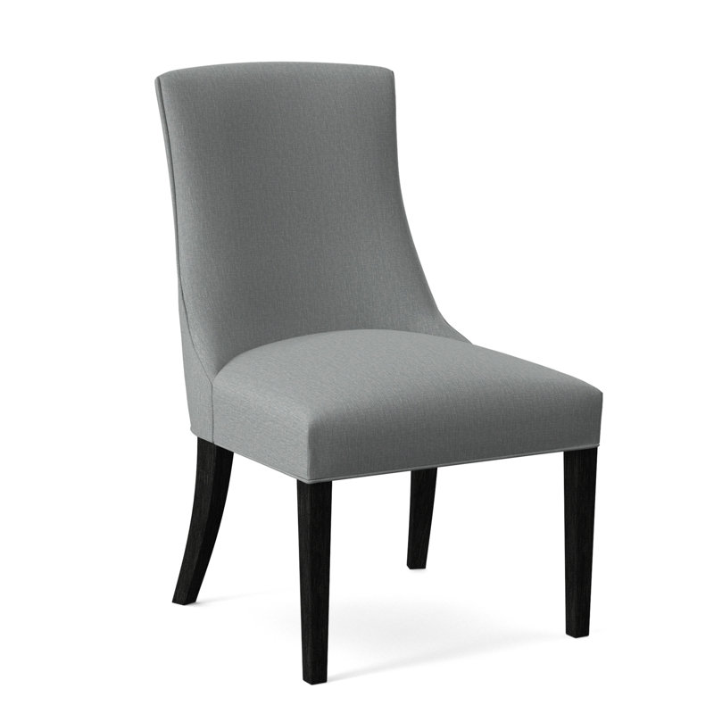Tuxedo Slipper Dining Chair, Light Blue Performance Fabric; 0851-55, Antique Black Finish