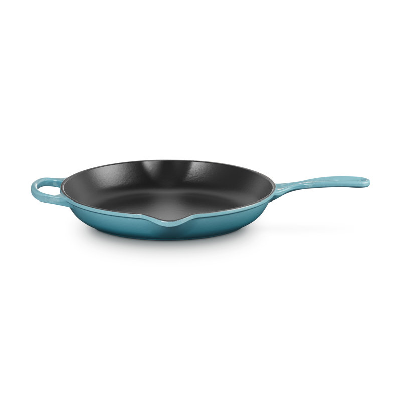 Le Creuset Signature Cast Iron Round Skillet, 11.75", Blue Riviera, Shallot/Black