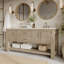 72" Double Bathroom Vanity In Washed Pine