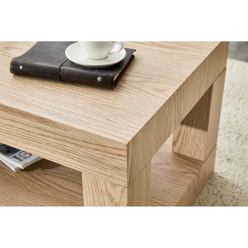 Table basse moderne à deux niveaux pour salon, design épuré, fonction rangement, capacité de charge de 113 kg, centre à finition discrète