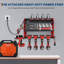 Support mural robuste pour organisateur d'outils électriques - support en métal à 3 couches avec station de charge, 4 supports de perceuse sans fil, tablette de batterie pour le garage - style planche de suspension, 3 couches, 8 fentes, avec multiprise
