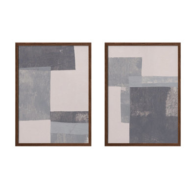 "Gray Blocks", ensemble de deux art muraux texturés encadrés